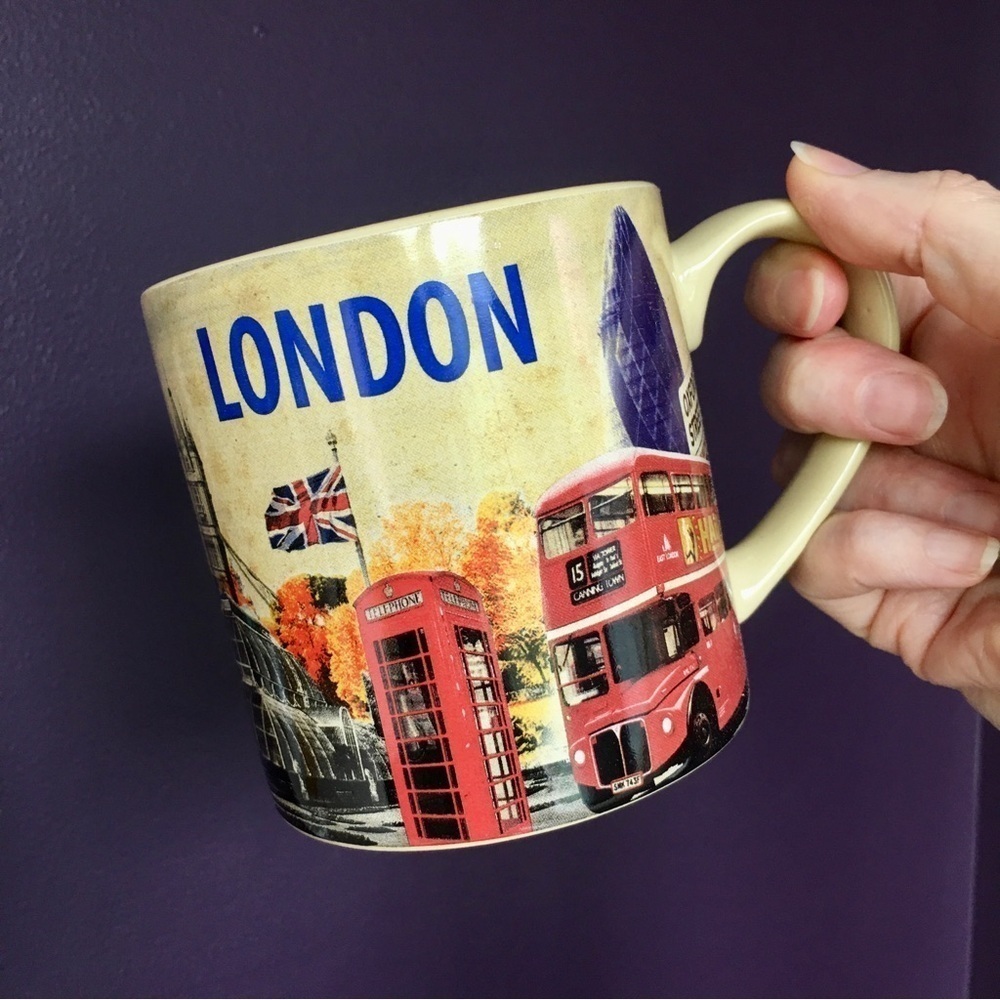 LONDON Travel Sights Coffee, Tea Mug, Yellow, Blue, 15 oz - Picture 13 of 14